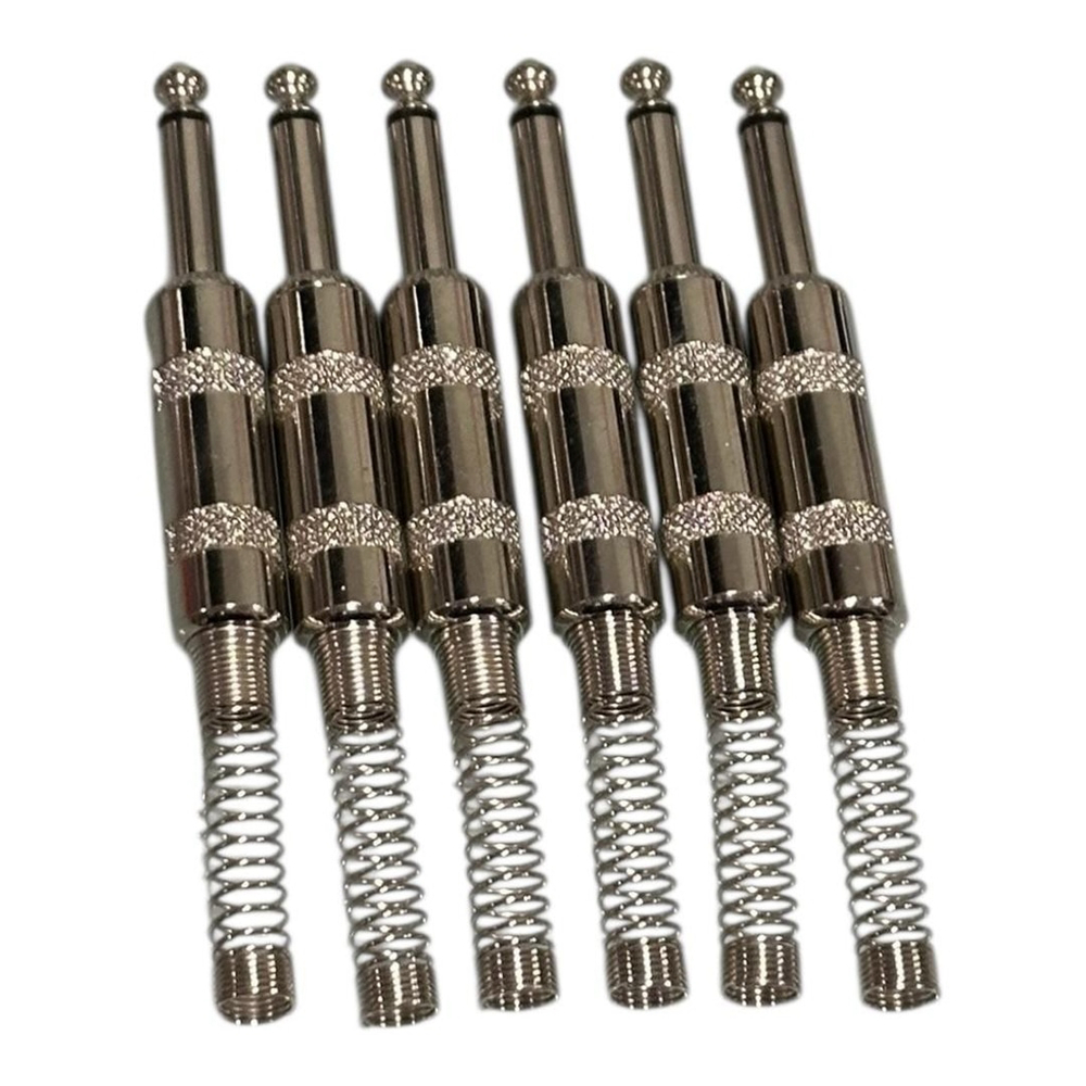1/4 Inch Mono Audio Guitar Cable Bumper Plug Connectors 6 Pack Nickel Silver